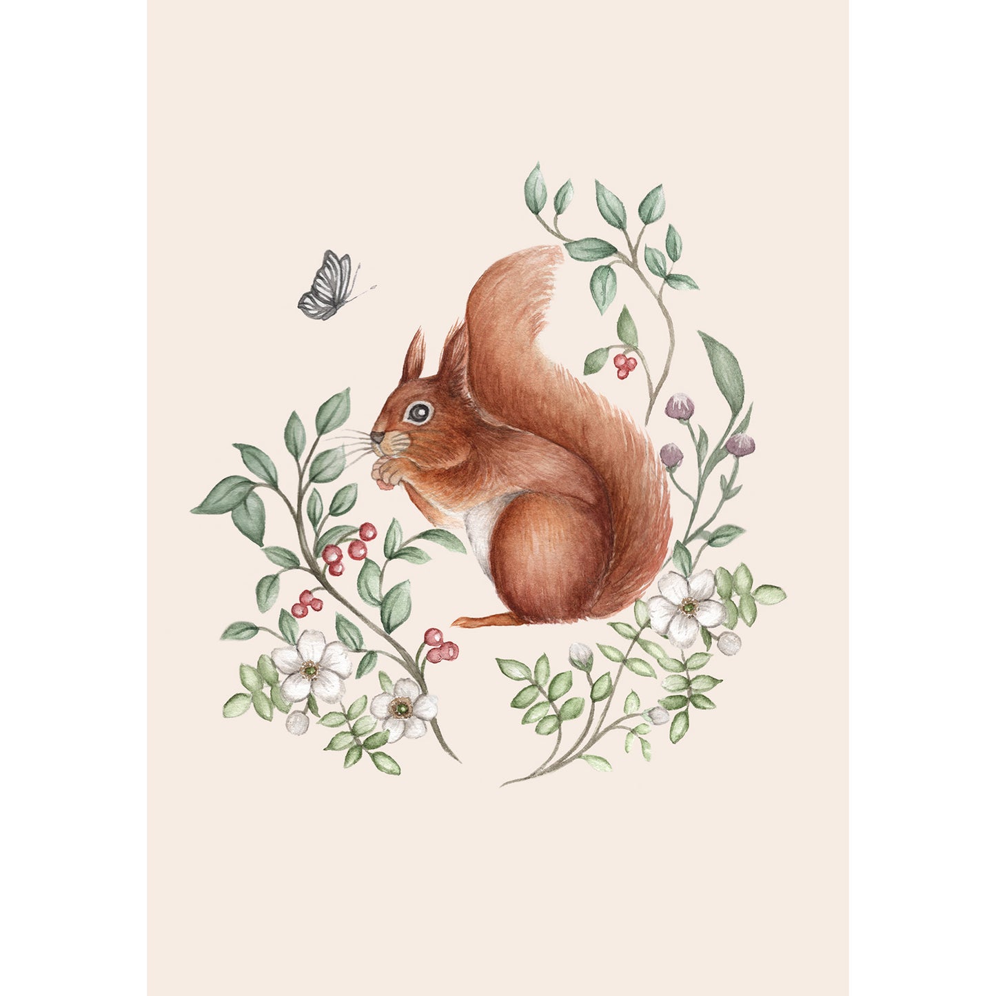 'Red Squirrel' A5 Art Print
