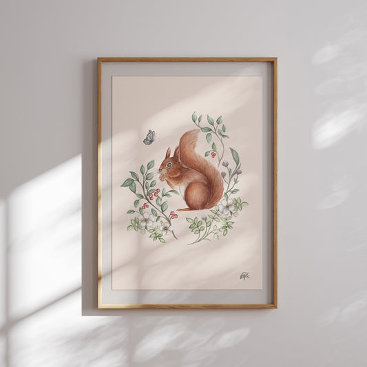 'Red Squirrel' A5 Art Print